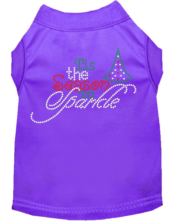 Tis the Season to Sparkle Rhinestone Dog Shirt Purple Med